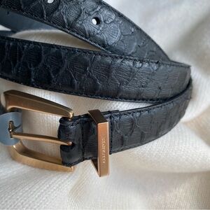 ALL SAINTS GENUINE LEATHER BLACK SNAKE EFFECT TEXTURED BELT EDGY CHIC Brass L